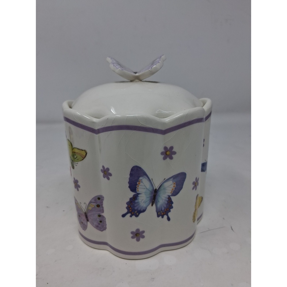 Vintage Teleflora Butterfly Ceramic Covered Dish Decorative Collectible Lid Bowl